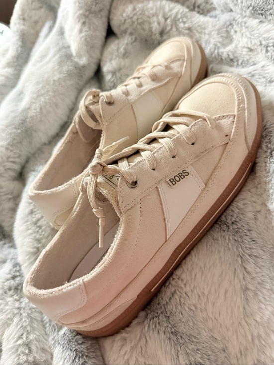 BOBS from Skechers Shoes - Skechers BOBS Women's Cream & Tan Low-Top Slip-On Sneakers